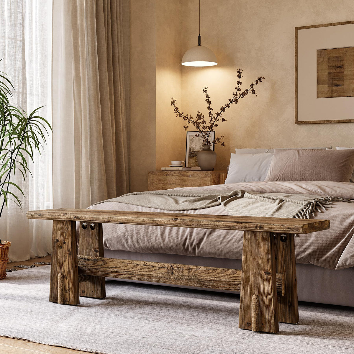 59" Solid Wood Bench Z689