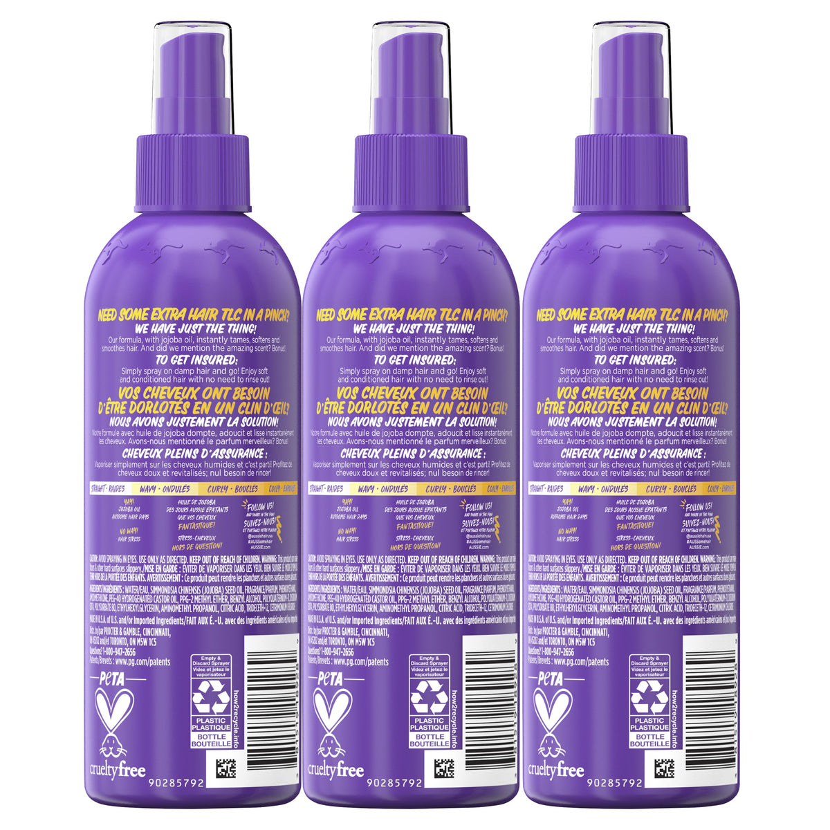 Leave-In Conditioner Spray with Jojoba Oil 8 Fl Oz 3-Pack E5088