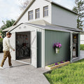 10x12 FT White Metal Storage Shed with Lockable Doors Y78239