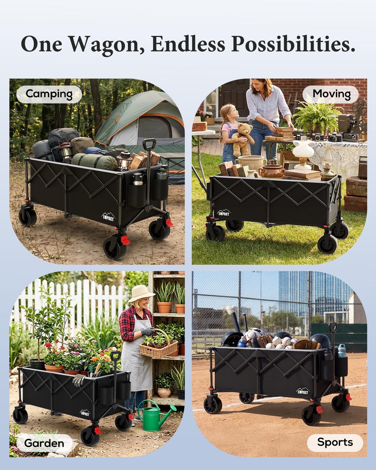 46" Collapsible Wagon Cart 300L Capacity Q3298